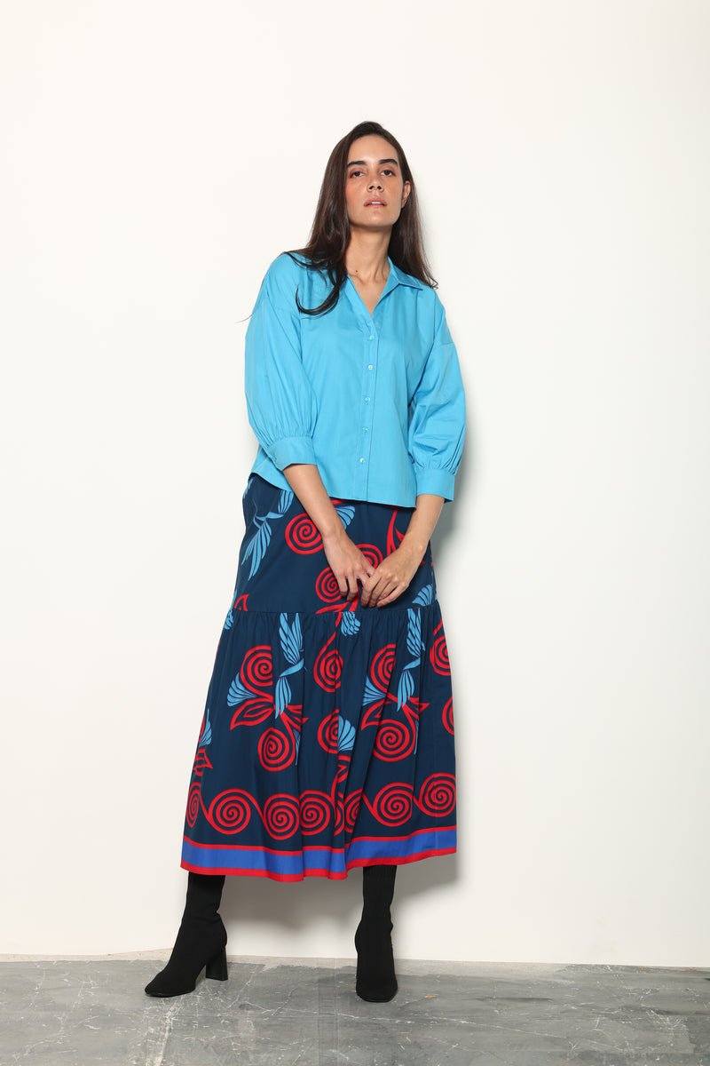 INDIGO FEATHERS ADA SKIRT by Maude Vivante