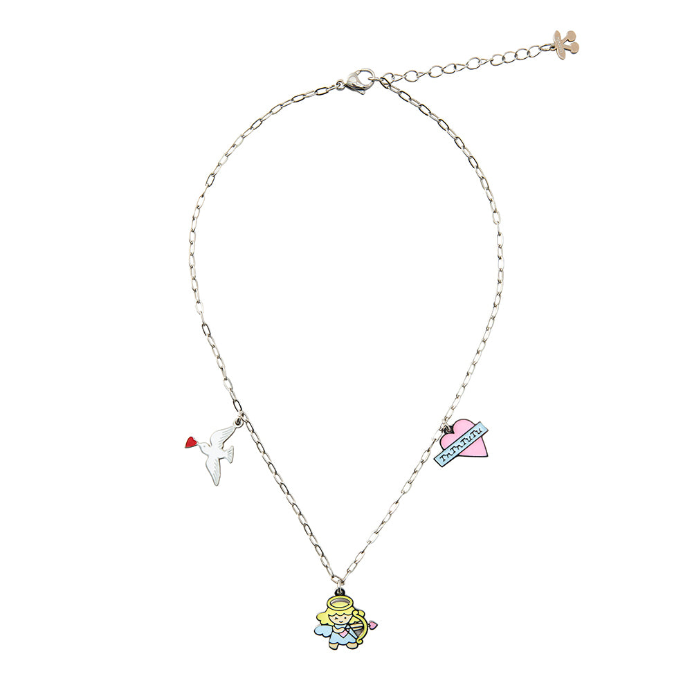 tntntutu Angel Charm Necklace | Cute Alloy Chain with Cherry Logo by Land Decora
