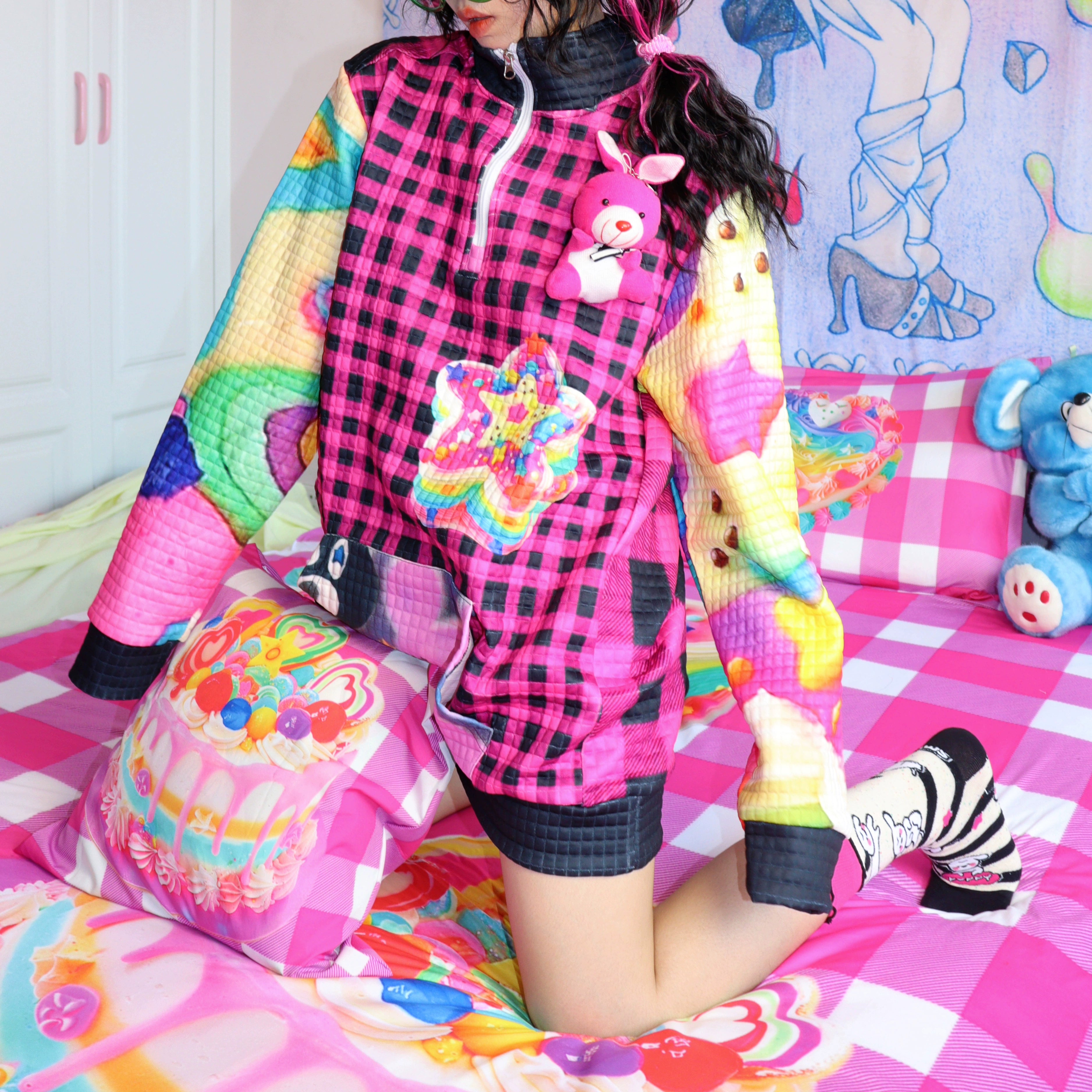 Decora Fashion Jacket | Colorful Harajuku Hoodie | Bright Zipper Jacket by Land Decora