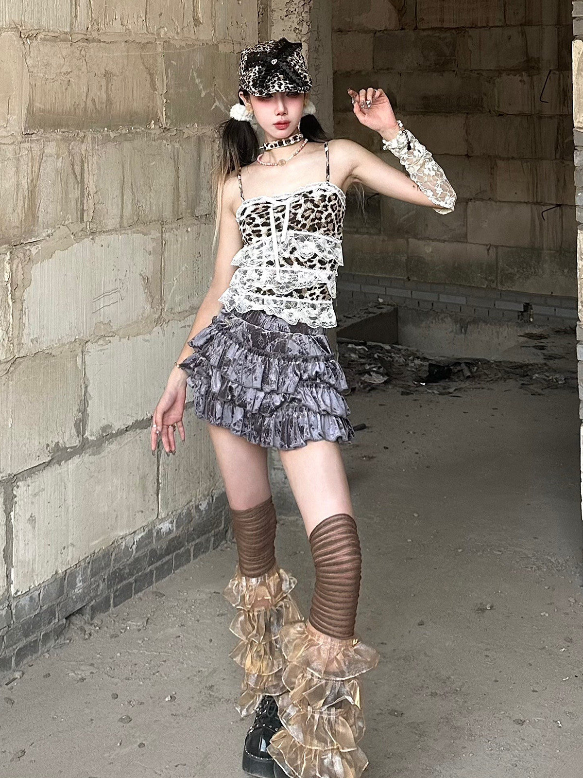 Y2K Velvet Layered Skort - Allbubble by Land Decora