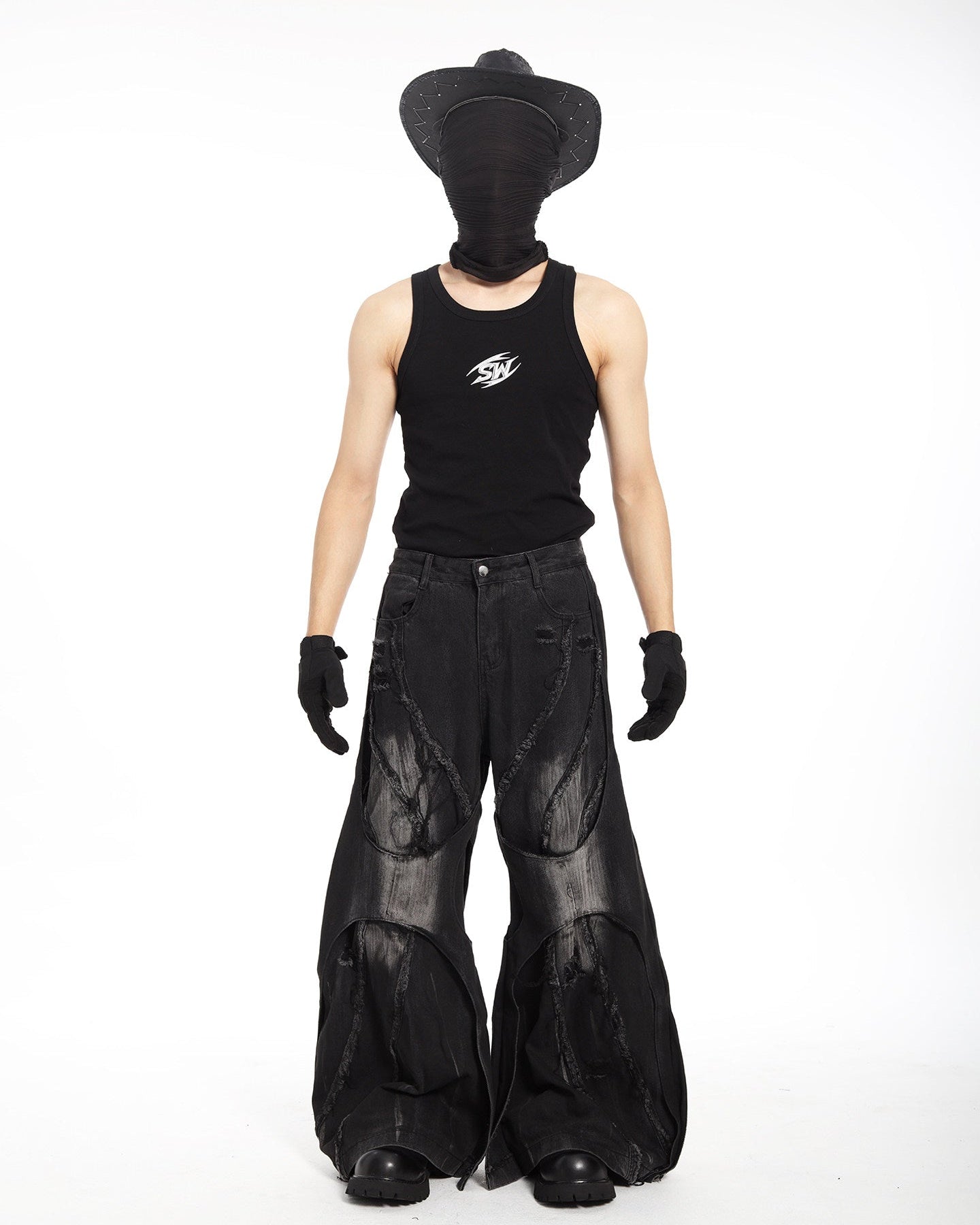 Deconstructed Wide Flare Jeans by OFFCULTURE
