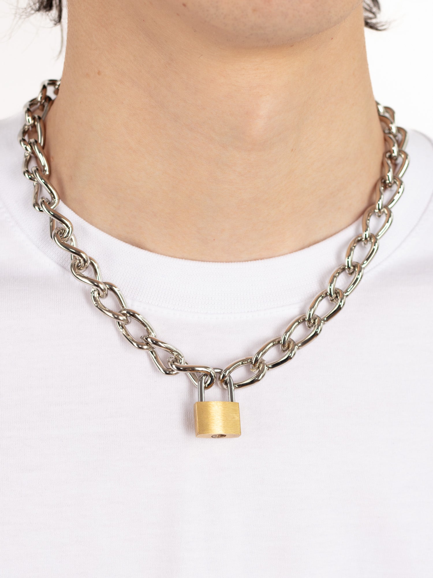 Unisex Thick Gold Tone Padlock Chain Necklace by Northern Grip