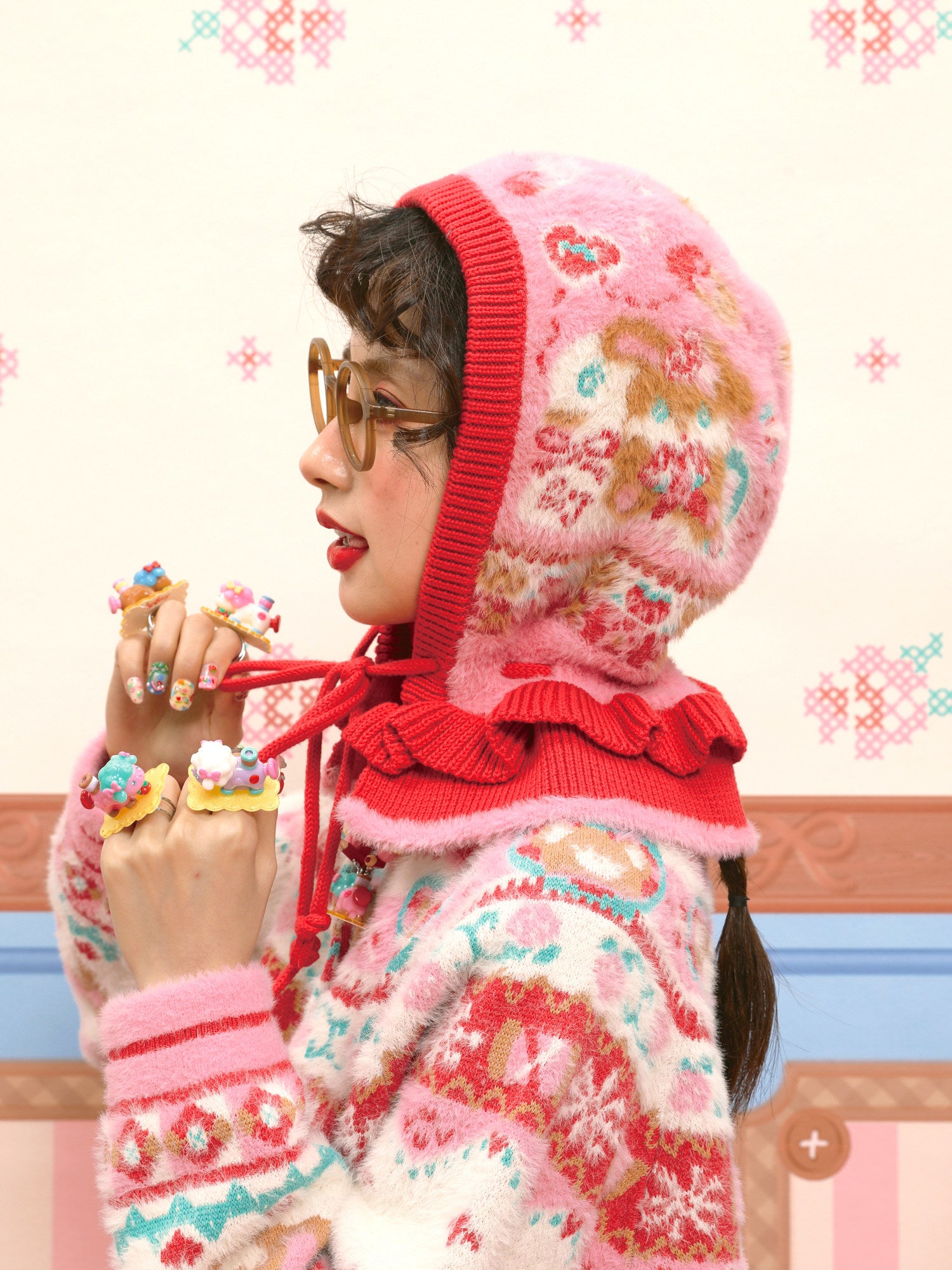 Decora Faux Fur Bunny Bonnet - Lutra Jump by Land Decora