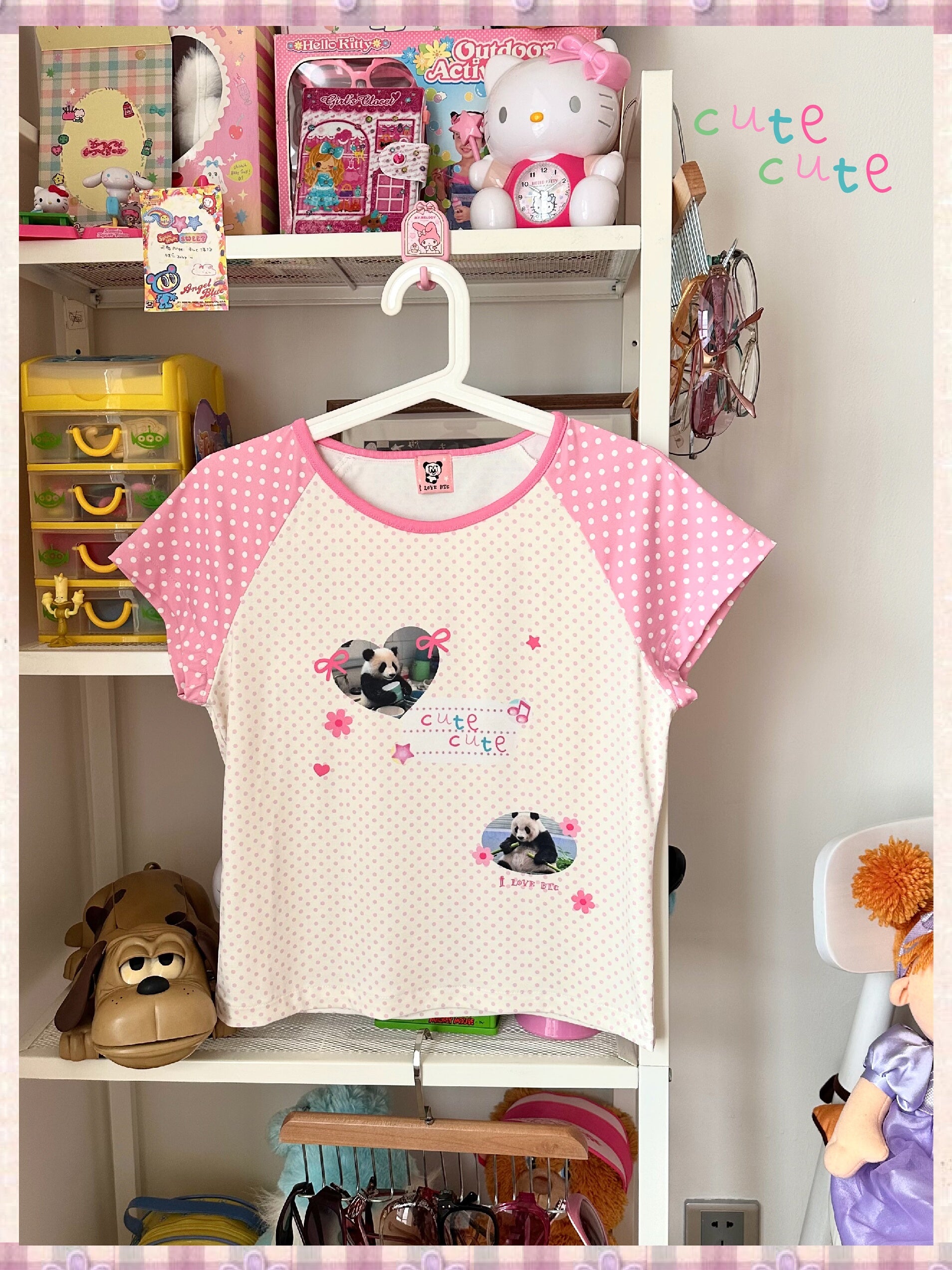 Kawaii Panda Print T-Shirt - Stretchy Soft Short Sleeve Tee - BodyTalk by Land Decora