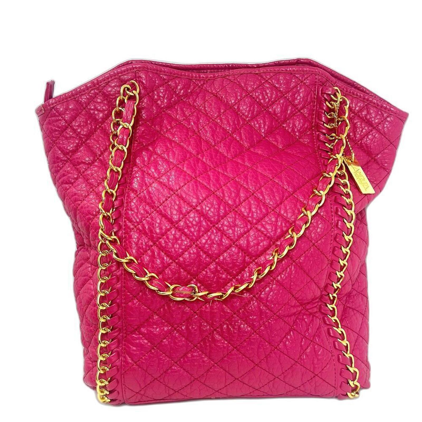 Amrita Singh Alaya Women's Berry Handbag Hot Pink Quilted Faux Leather by Hot Girl Secondhand