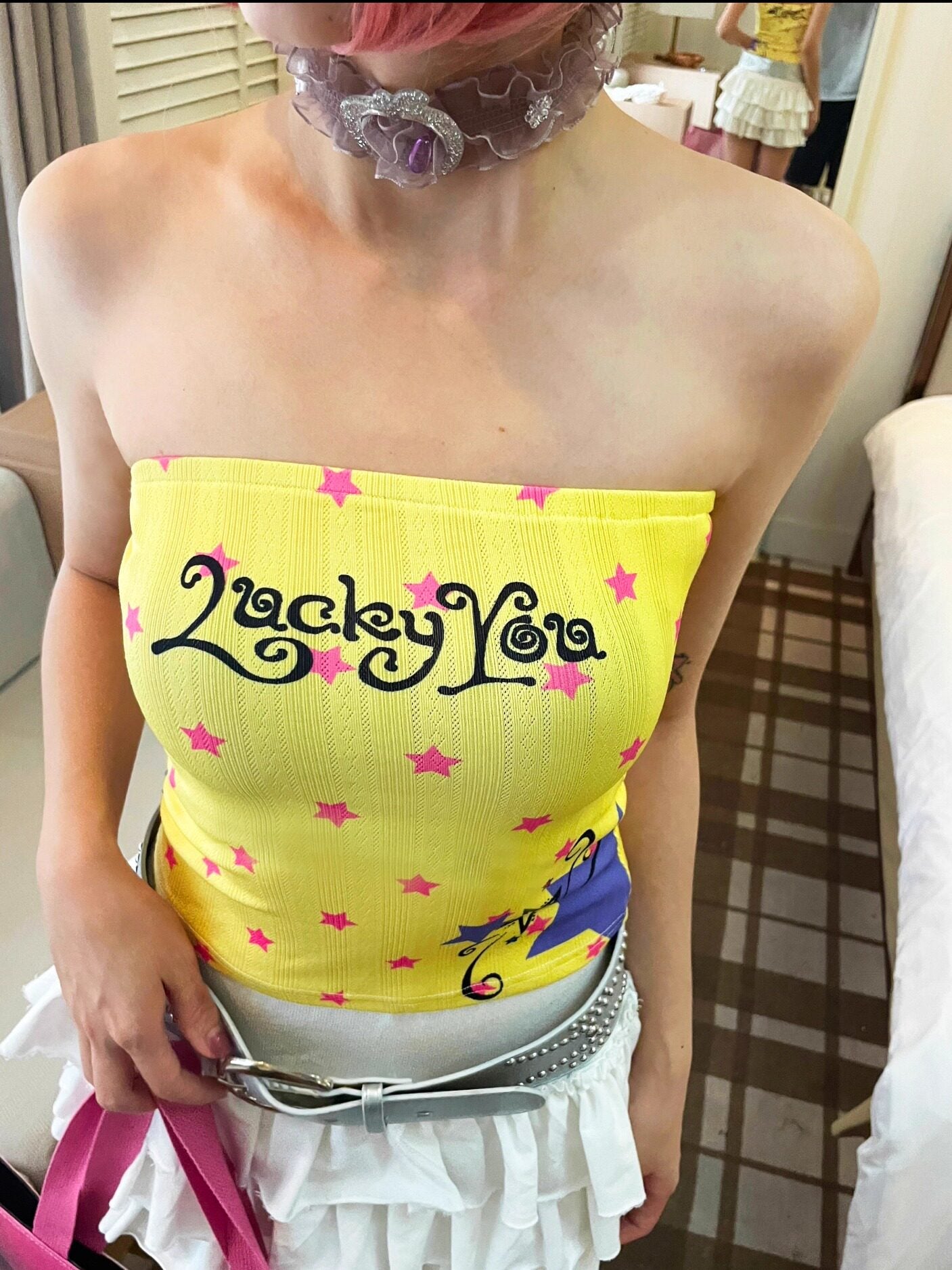 Y2K Yellow Star Crop Tube Top - Oogreenapple by Land Decora
