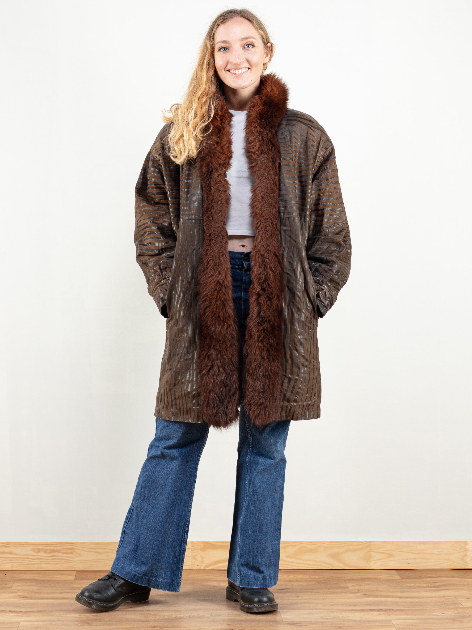 Vintage 80's Women Suede and Fur Coat by Northern Grip