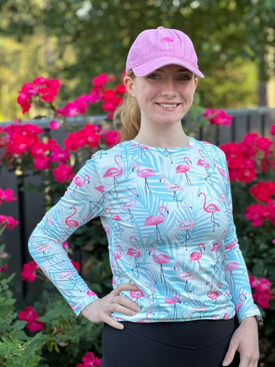 Flamingo Crew Neck Long Sleeve Tee by Putter Girl