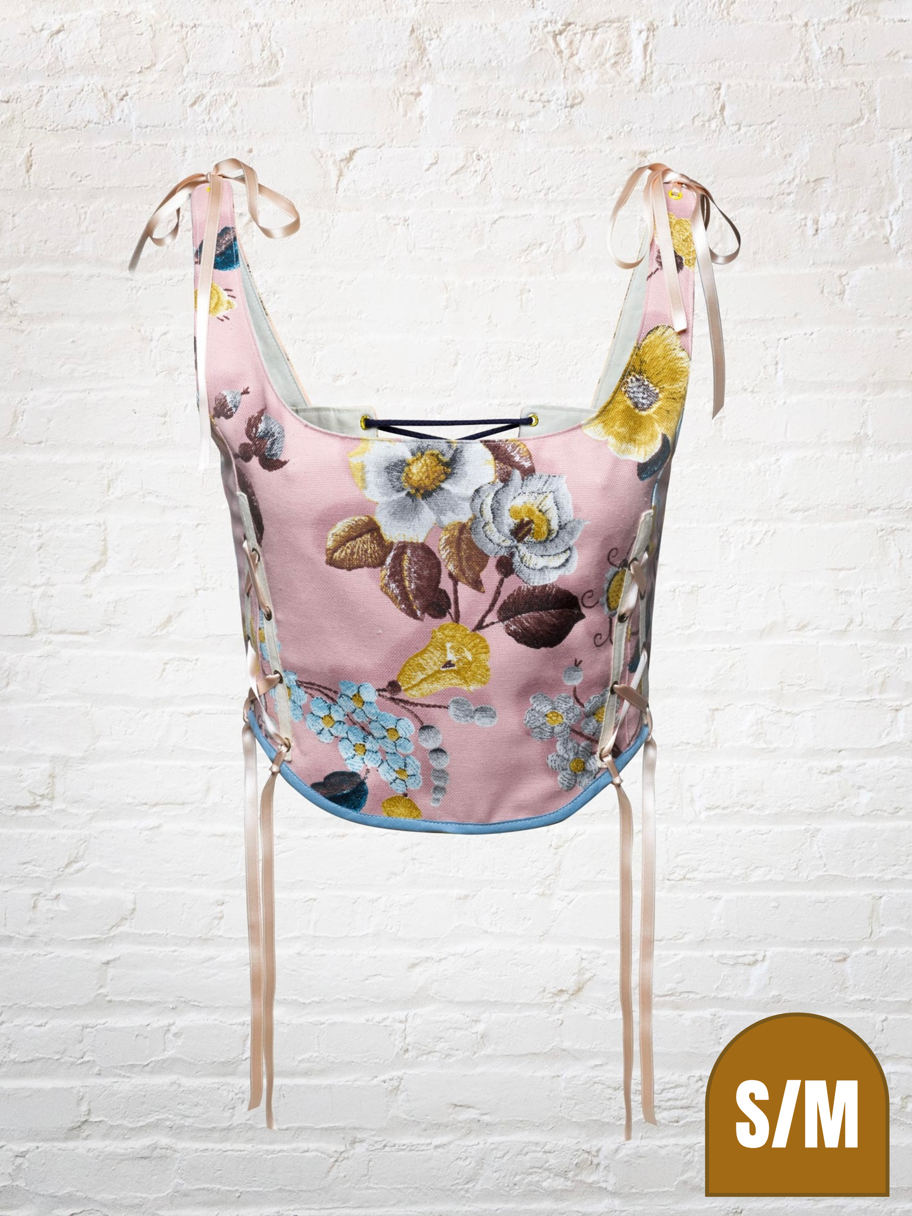 Dusty Pink Floral Soft Corset (Older design) by Emjota Studio