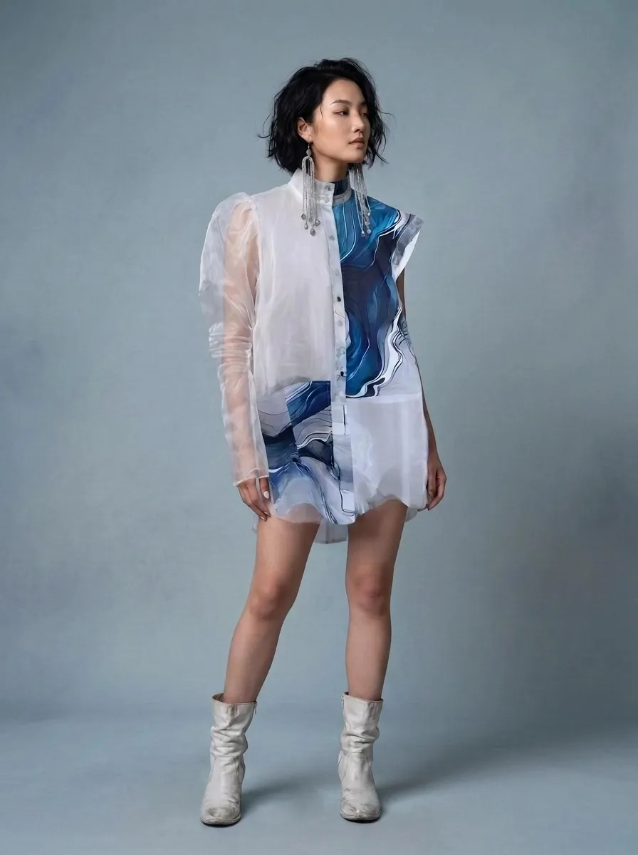 Sheer Panel Avant-Garde Button-Up Tunic | Shore Darling by Shore Darling Co.