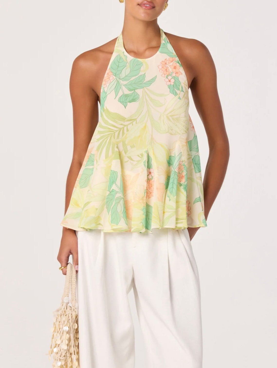 ASTR The Label Belen Tropical Print Halter Top by Sierra Deene