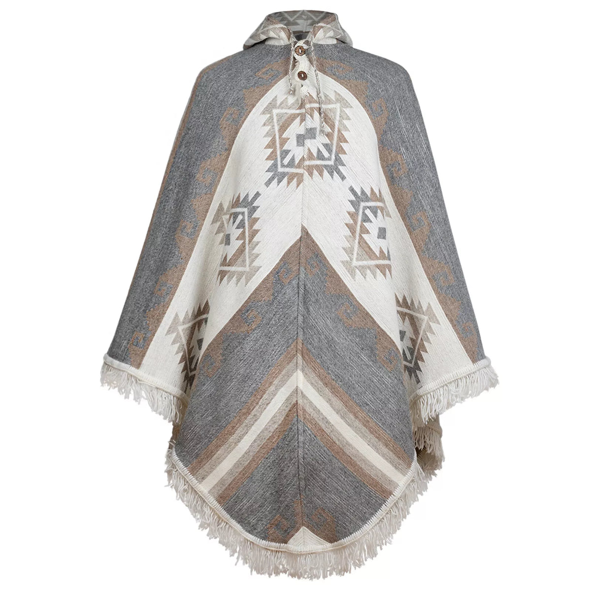 Urkukilla Llama Wool Unisex Poncho - Handwoven in Andean Pattern by ECUALAMA
