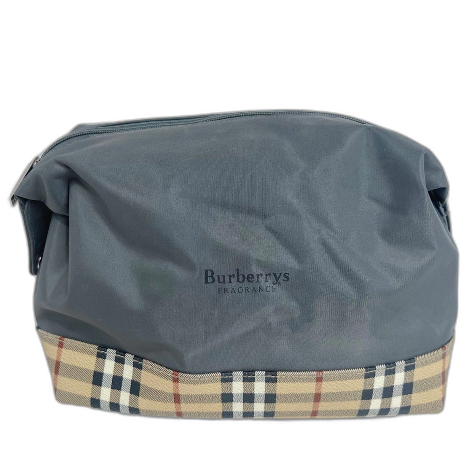 Vintage Burberry RARE Makeup Bag Toiletry Bag Grey Burberry Check Plai by Hot Girl Secondhand