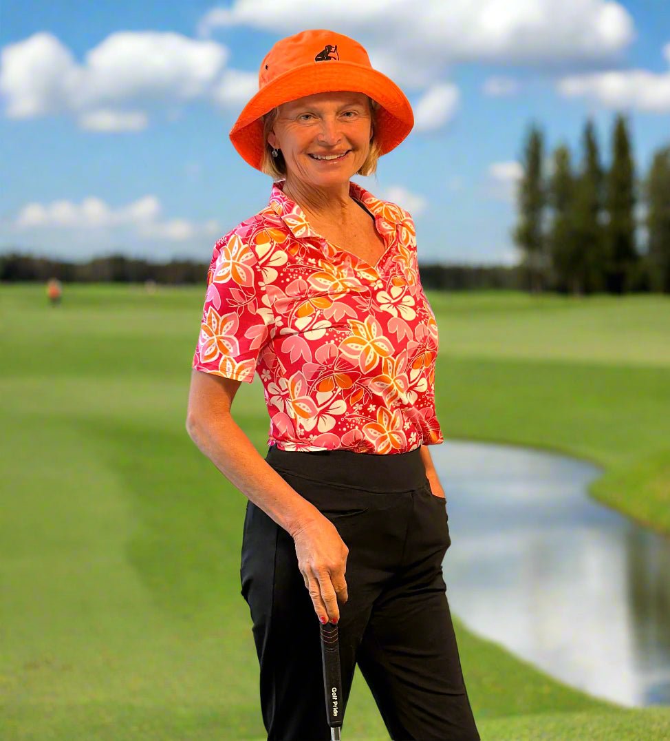 Pink Flower Polo by Putter Girl