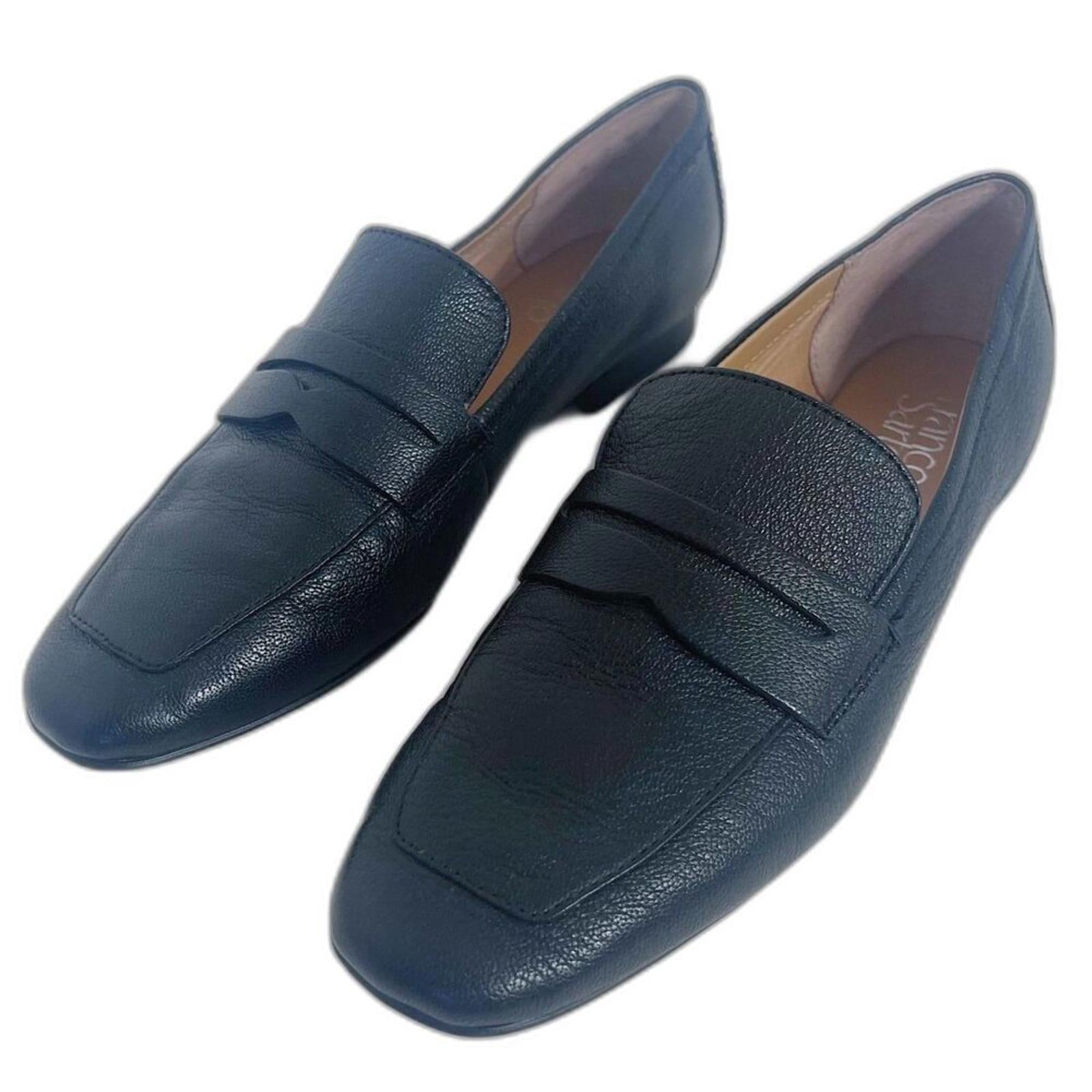 Franco Sarto Dame Black Leather Penny Loafers by Hot Girl Secondhand