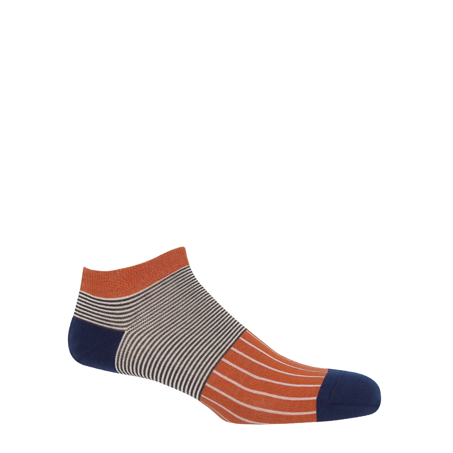 Oxford Stripe Men's Trainer Socks - Orange by Peper Harow