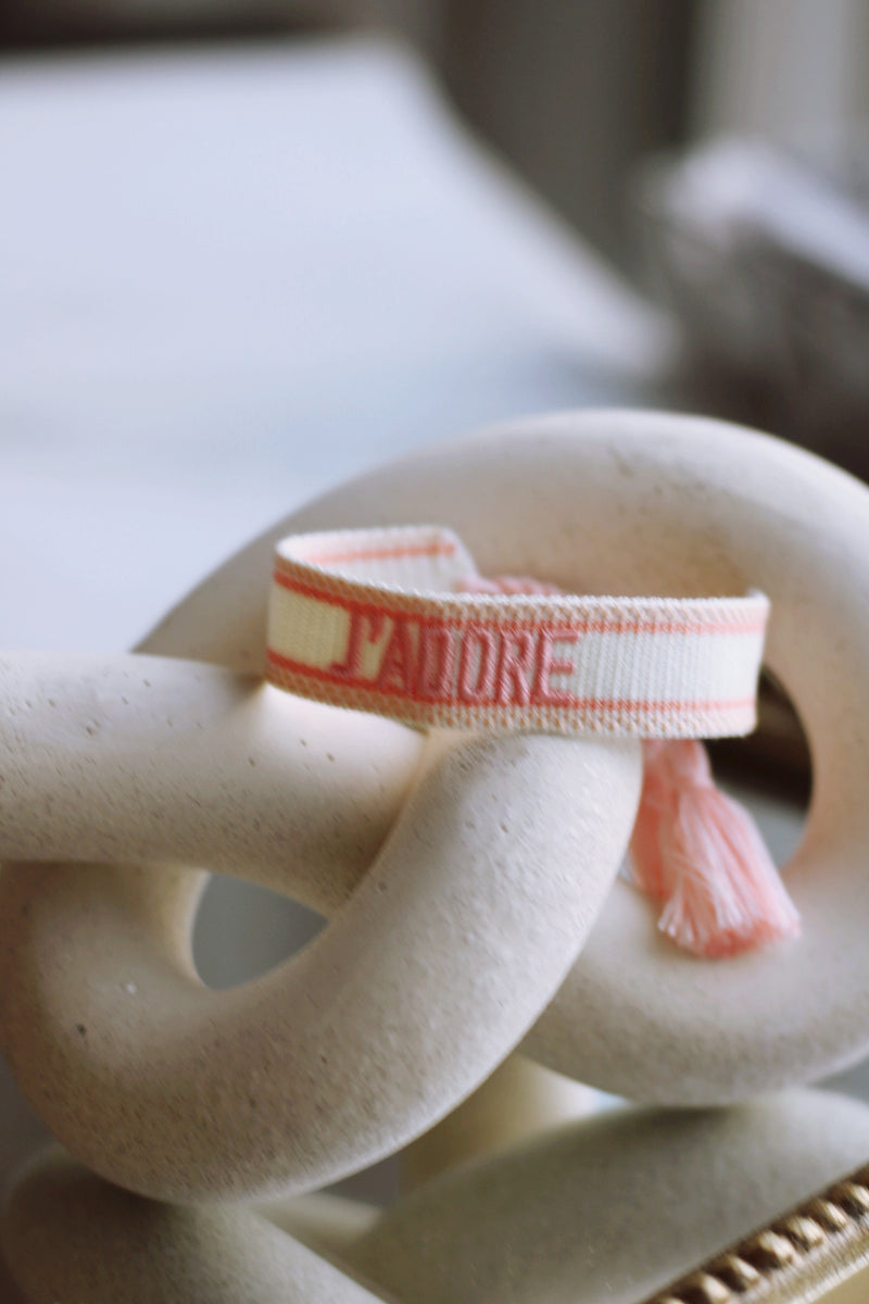 J’ADORE WOVEN BRACELET IN PINK by RAËLIV