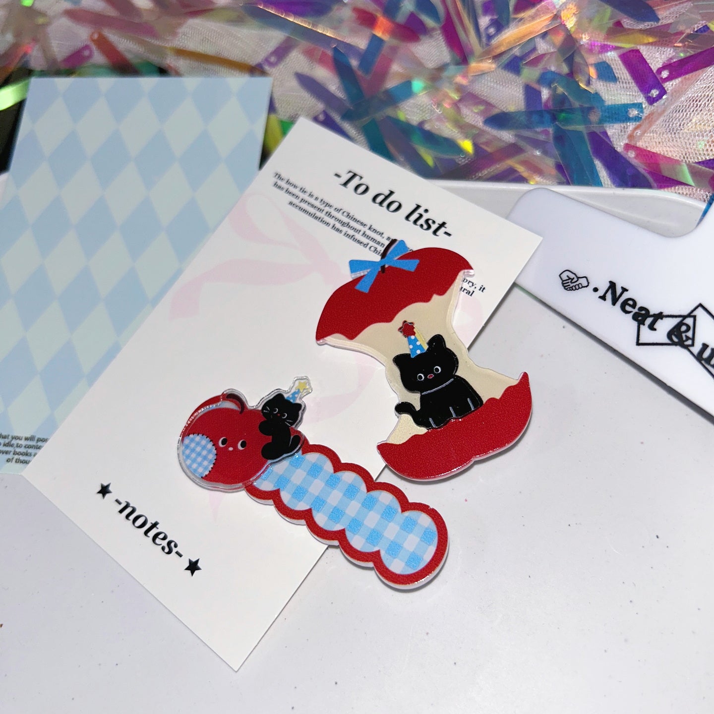 Y2K Hair Clip Cat Bug Apple Acrylic Alloy Retro Cute - Strangelab by Land Decora
