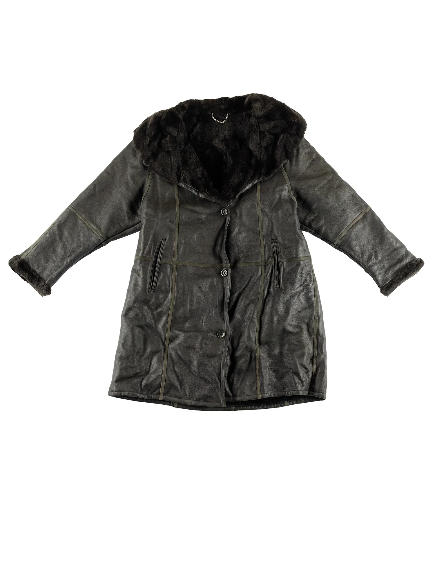 Vintage 80's Women Leather Coat in Moss Green by Northern Grip