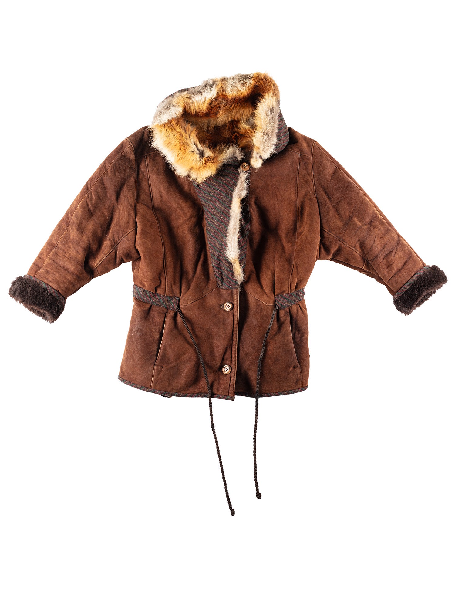 Vintage 70's Women Sheepskin and Fur Coat in Brown by Northern Grip