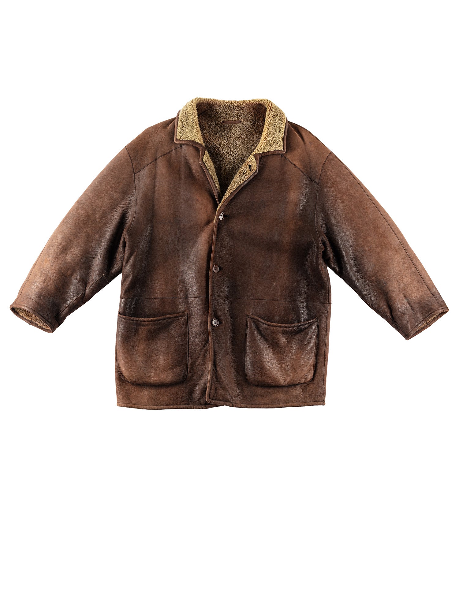 Vintage 80's Men Sheepskin Coat in Brown by Northern Grip
