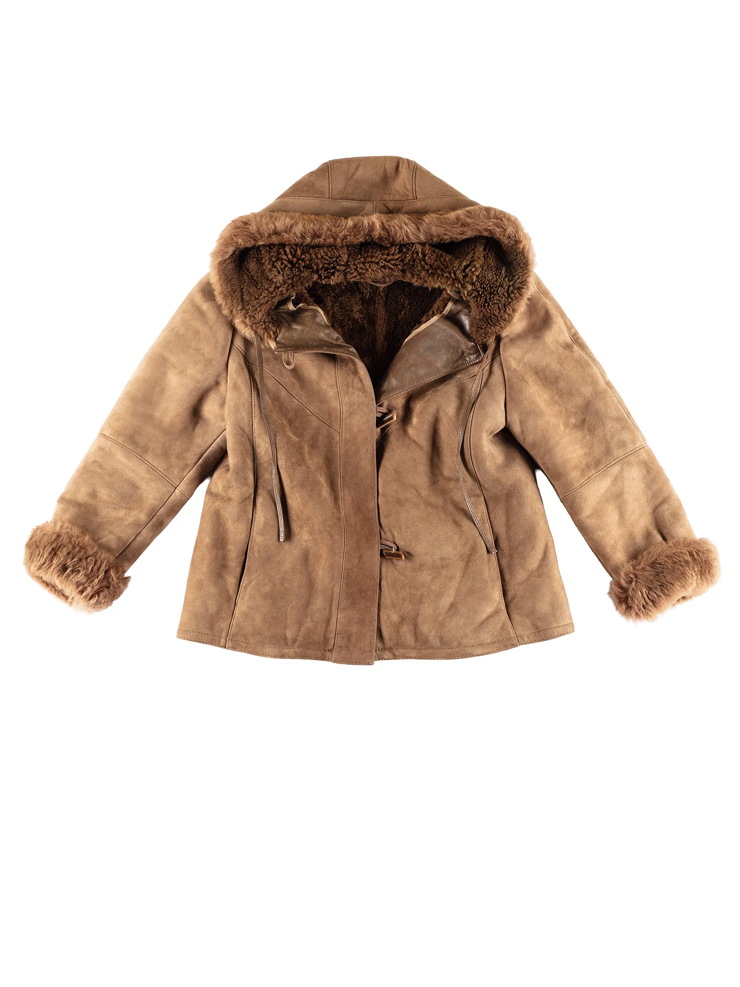 Vintage 70's Women Hooded Penny Lane Sheepskin Jacket in Brown by Northern Grip