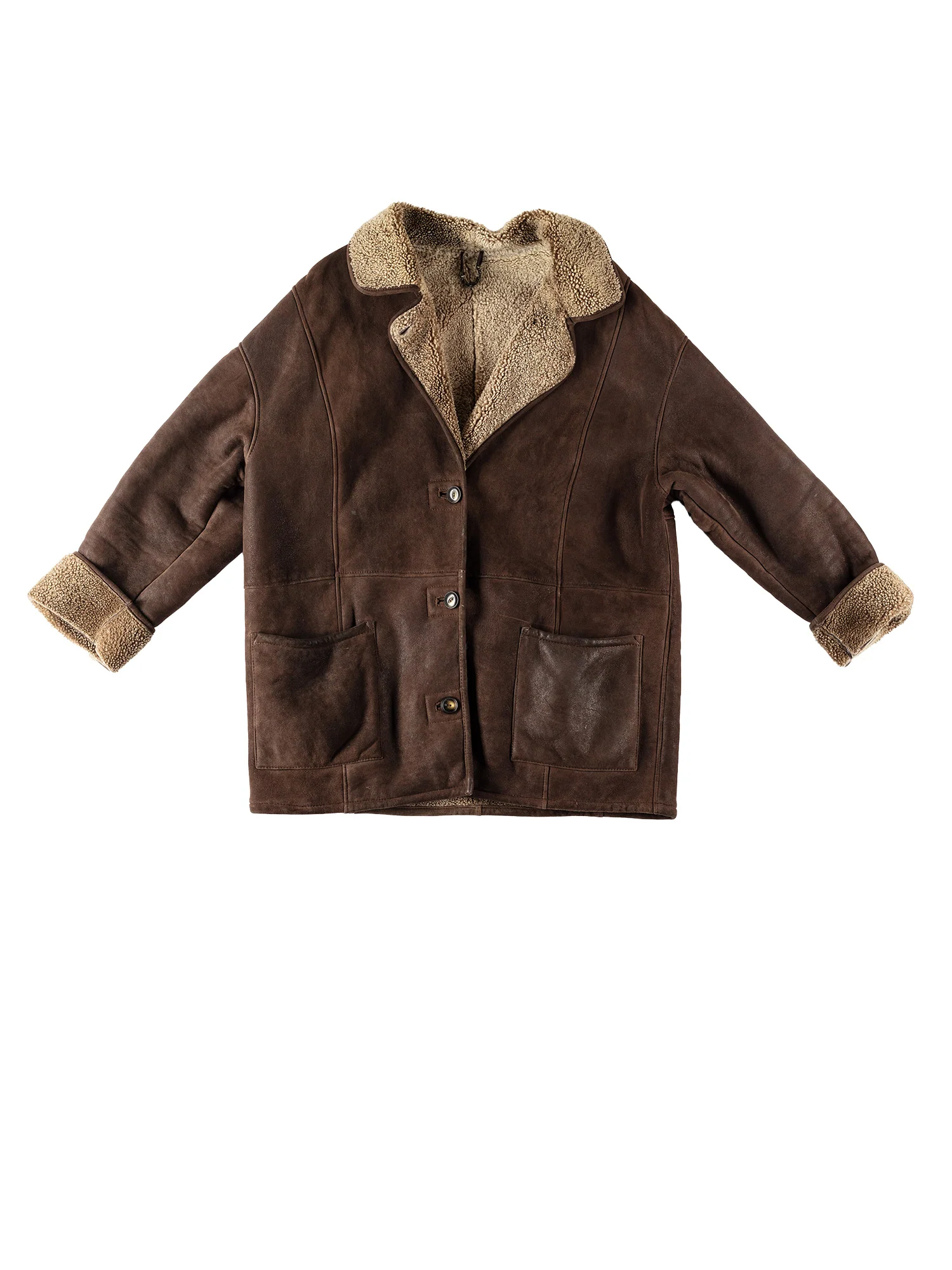 Vintage 80's Women Sheepskin Coat in Brown by Northern Grip
