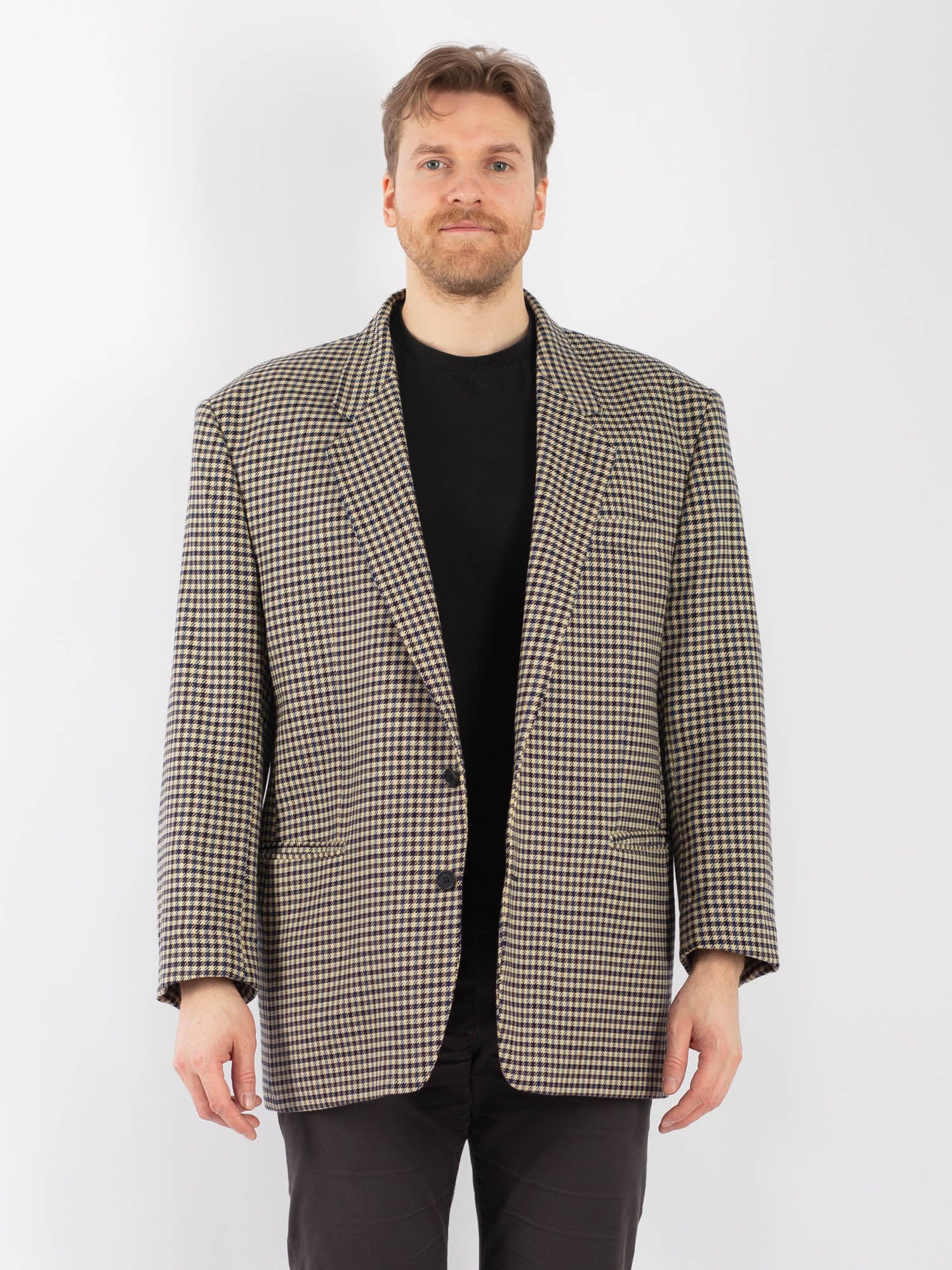 Vintage 70's Men Wool Blazer Jacket in Beige by Northern Grip