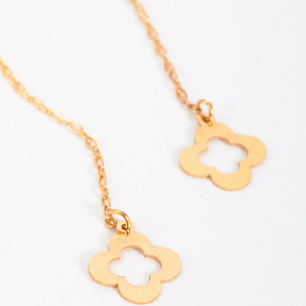 Clover Shape 18K Gold Threader Earrings By Sarvin by Sarvin
