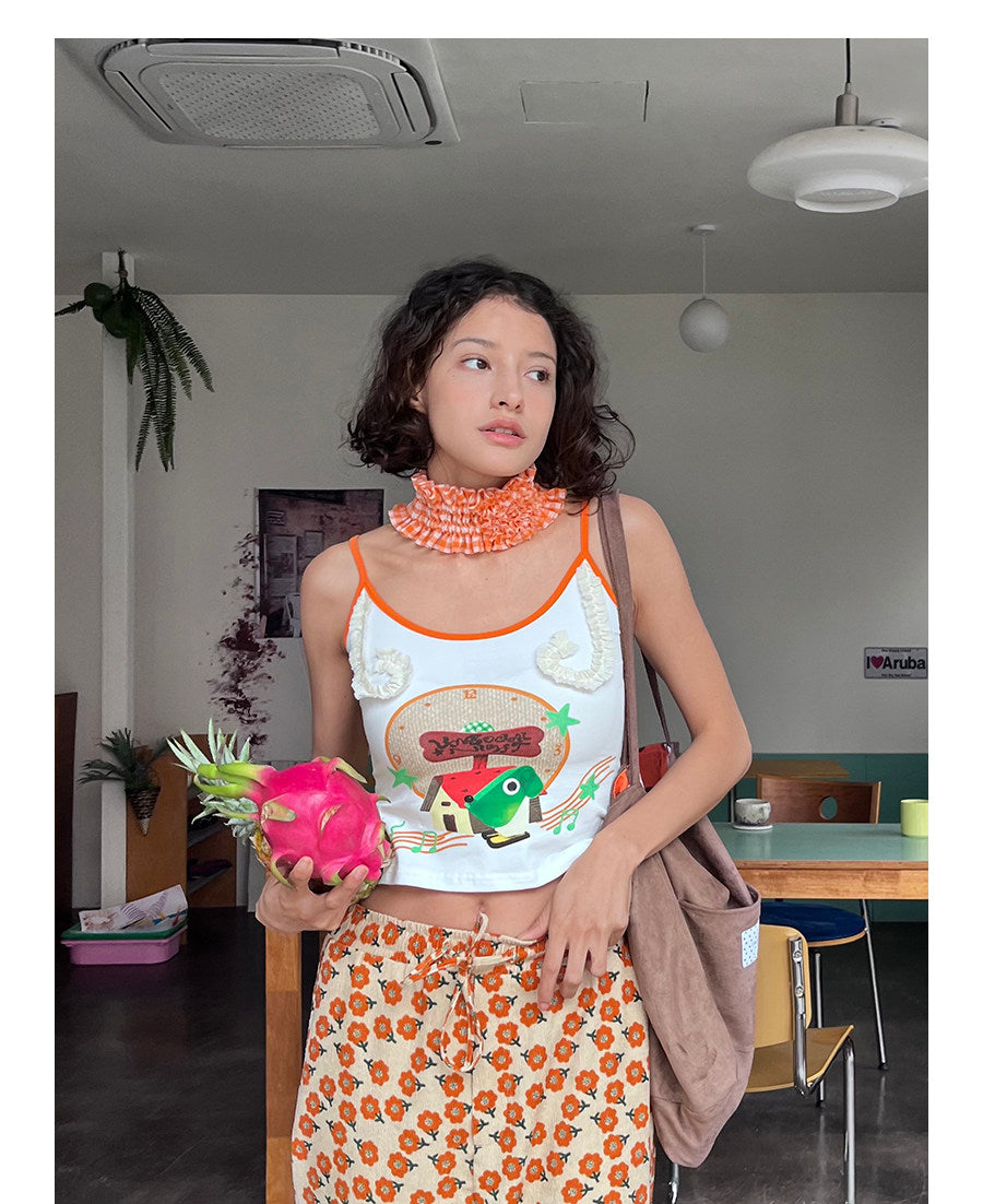 Y2K Cartoon Print Cami Top - UnsocialNight by Land Decora