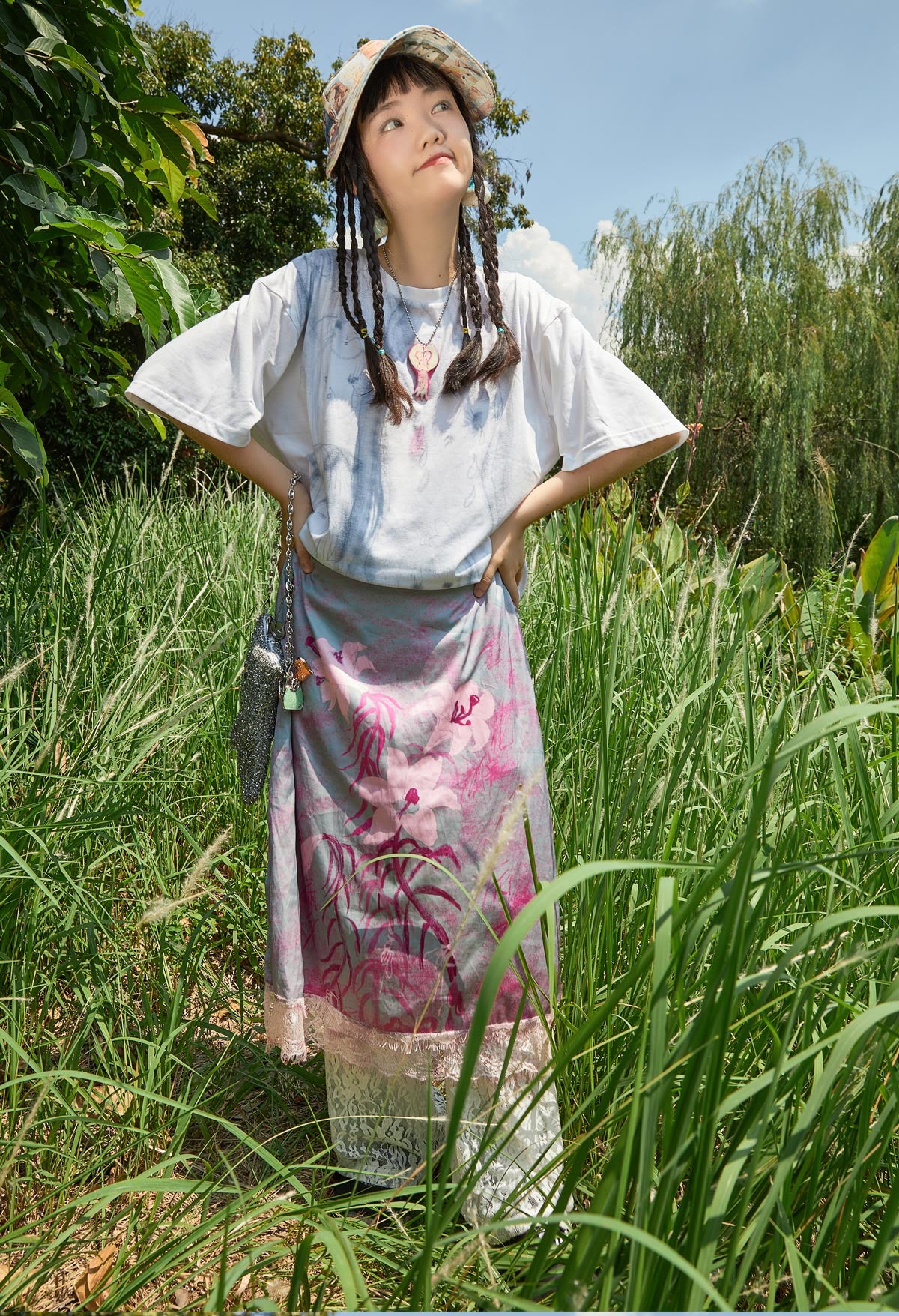 Harajuku Skirt Vintage Feel Lace A-line Skirt Satin Skirt Casual Moon Meadow by Land Decora