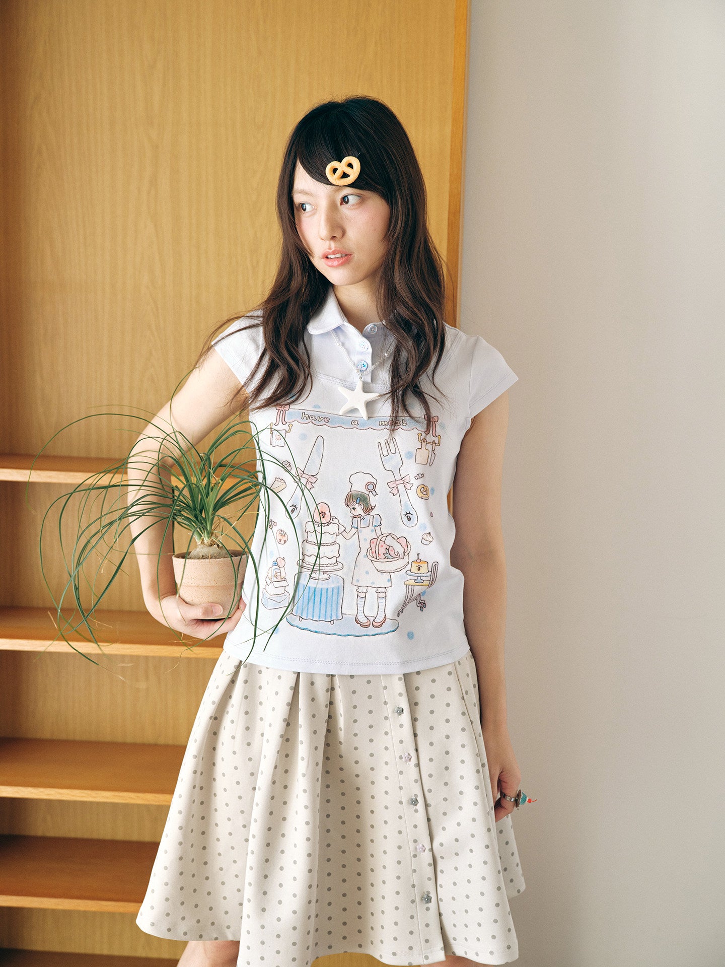 Kawaii Peter Pan Collar Tee - Have A Meal by Land Decora