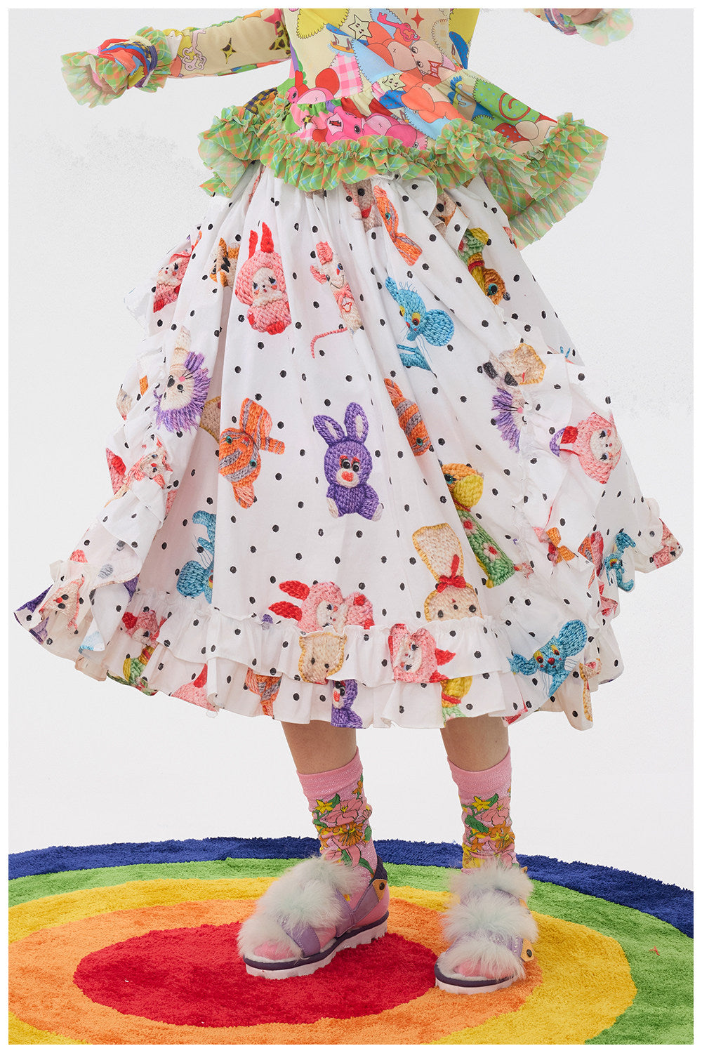 Polka Dot Crochet A-Line Skirt - tntntutu by Land Decora