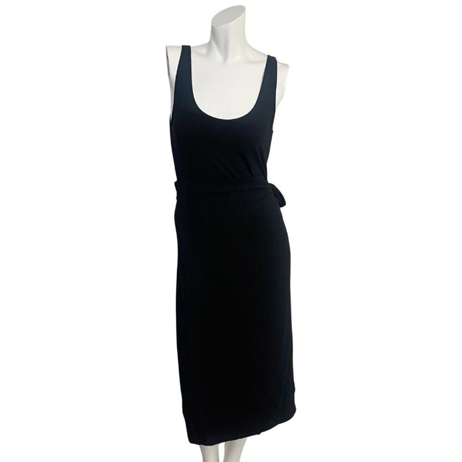 NWT Vince Scoop Neck Jersey Wrap Dress in Black Midi Dress Women's Siz by Hot Girl Secondhand
