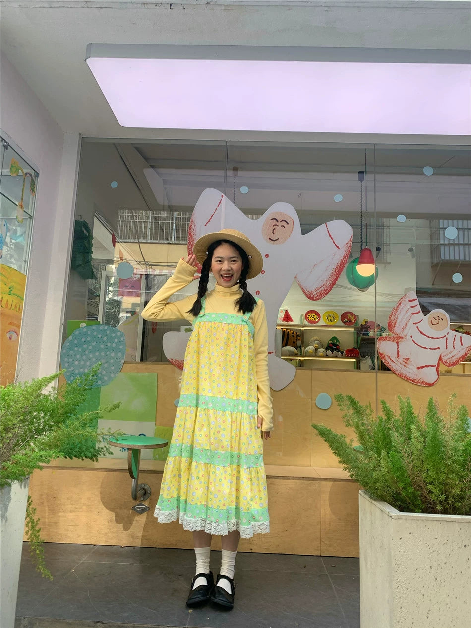 Kawaii Cotton Sundress – Green Lace Waltz – dodoroom by Land Decora