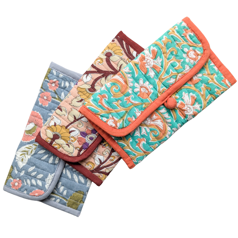 Quilted Block Printed Cotton Pouches by Shakti.ism