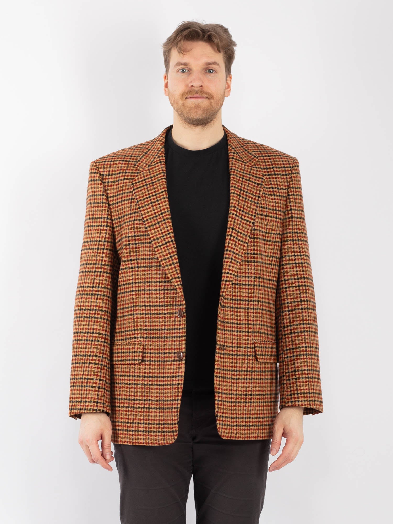 Vintage 70's Men Wool Blazer Jacket in Orange Brown by Northern Grip