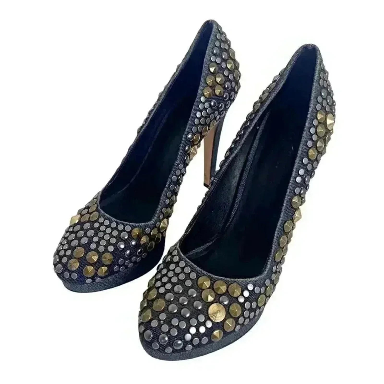 Diesel Kristaly Indigo Heels Denim Studded Stilettos Heels Pumps Size by Hot Girl Secondhand