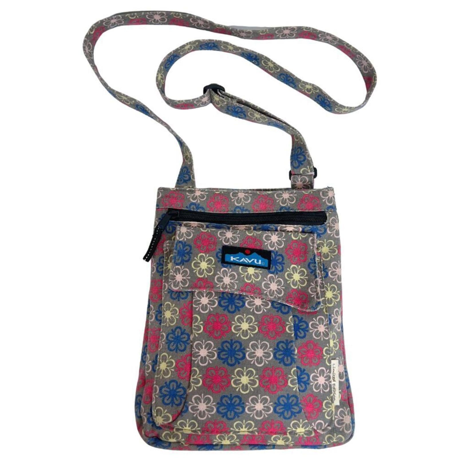 Kavu Limited Edition Keeper Cotton Canvas Taupe Pink Blue Floral Cross by Hot Girl Secondhand