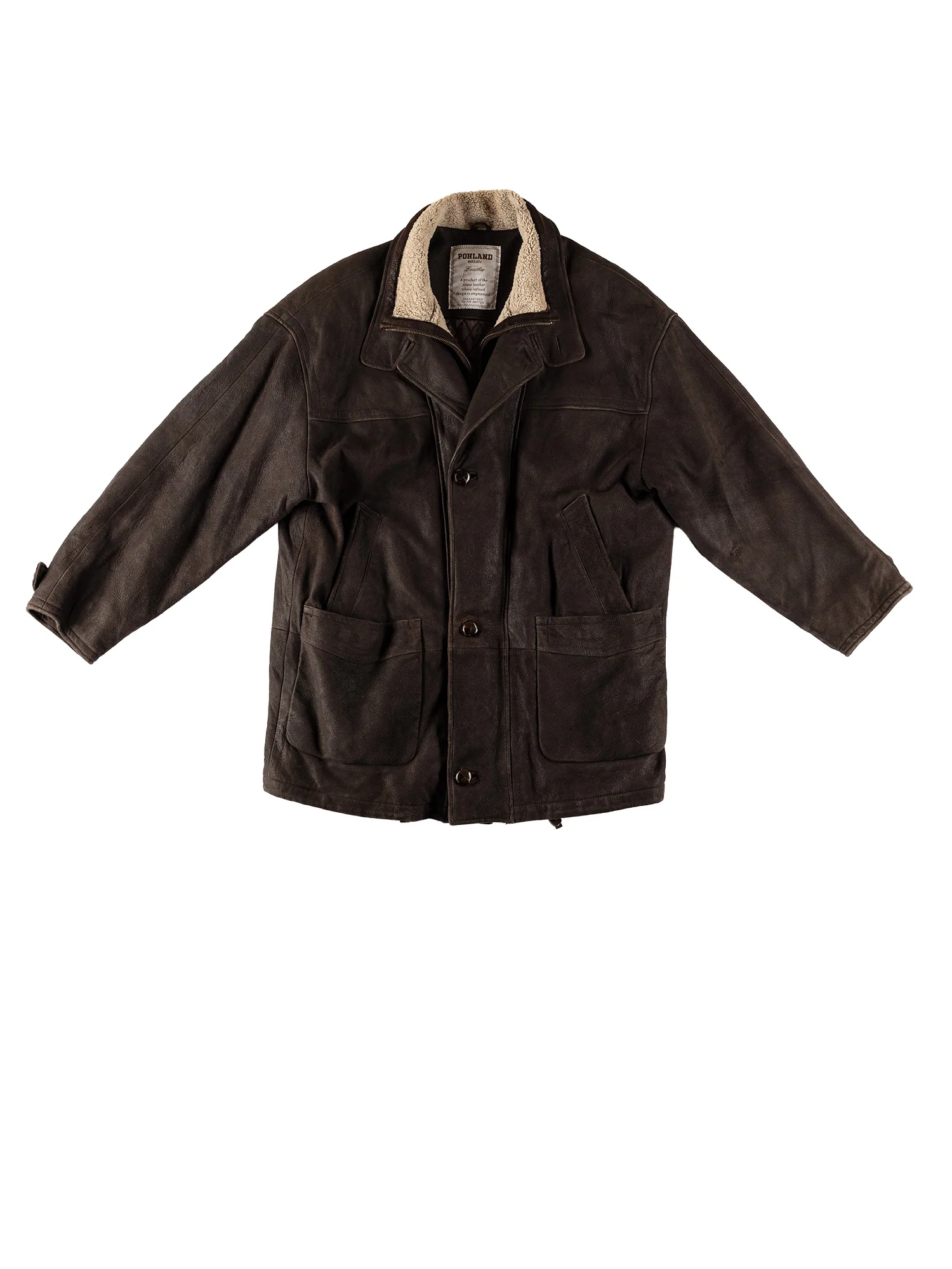 Vintage 80's Men Sheepskin Collar Suede Coat in Brown by Northern Grip