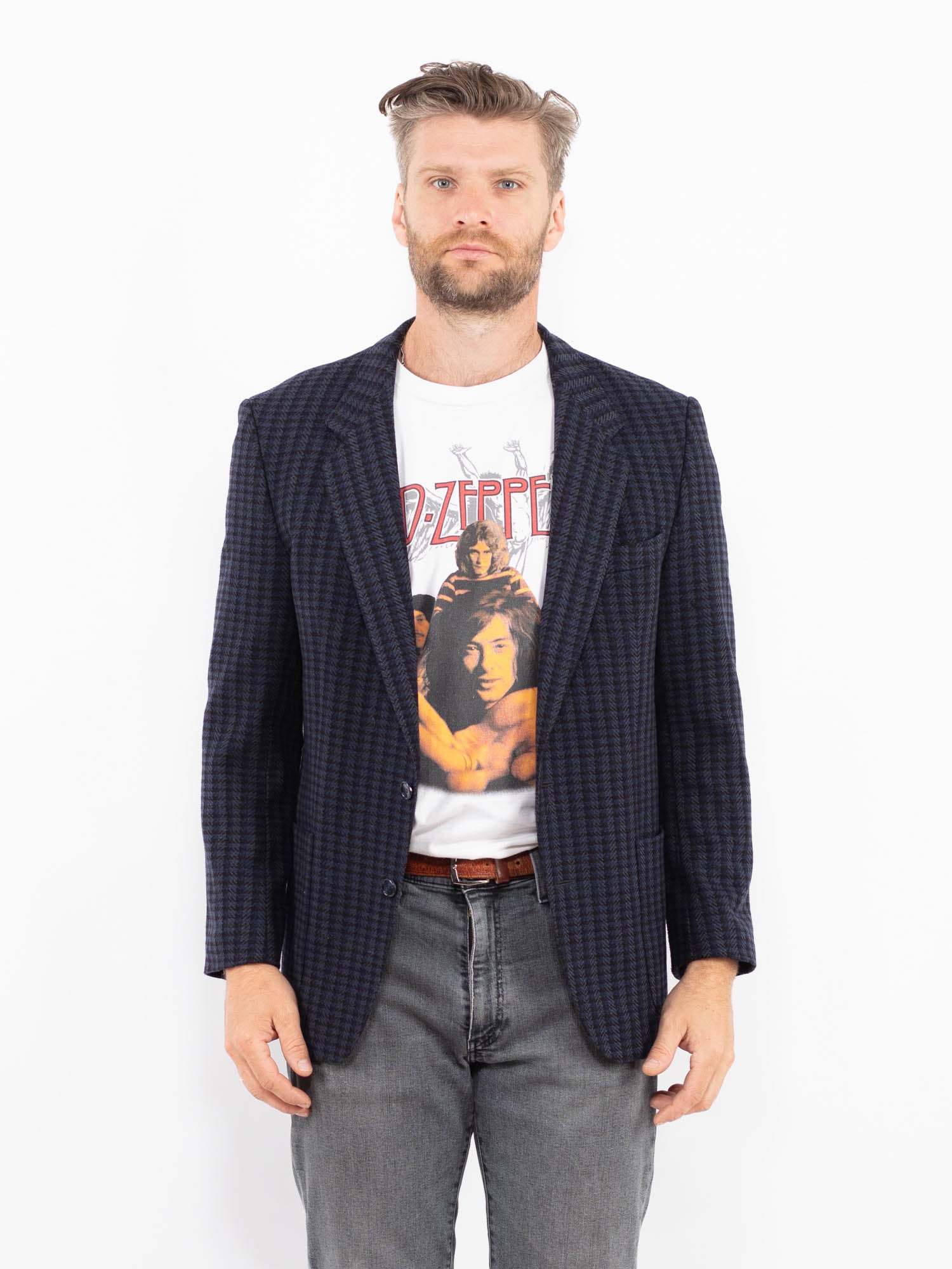 Vintage 90's Men Wool Blend Blazer Jacket in Blue by Northern Grip