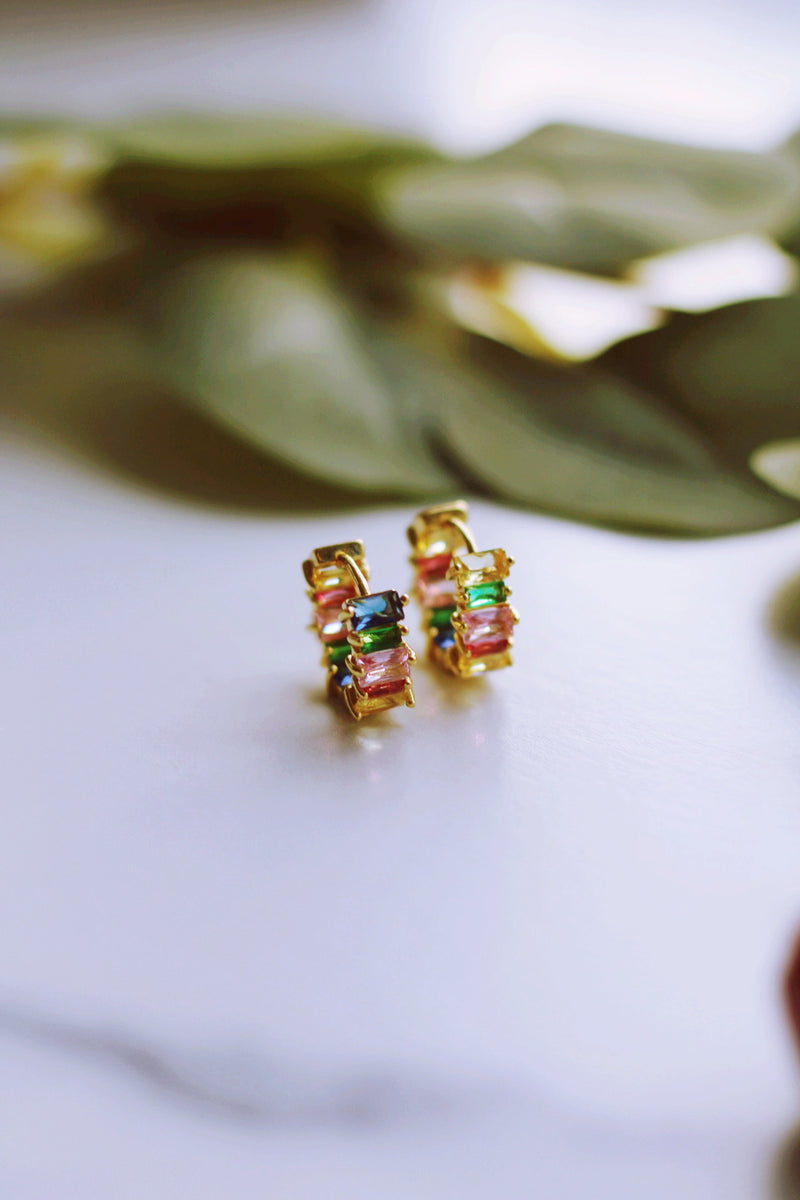 PIA PAVÉ RAINBOW HUGGIES IN GOLD (WATERPROOF & 18K GOLD PLATED) by RAËLIV