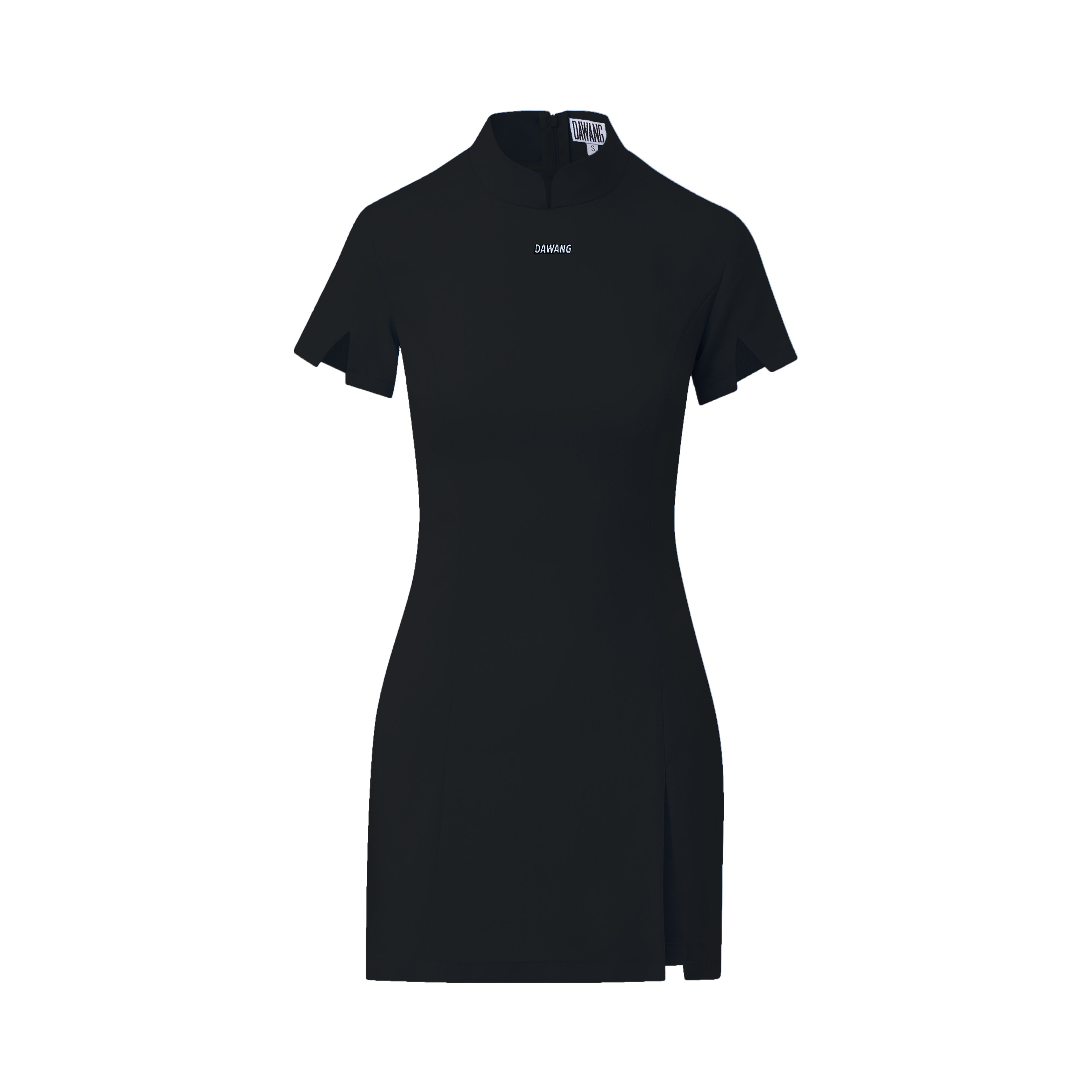 Lesley Linen Qipao Mini Dress Black by DAWANG