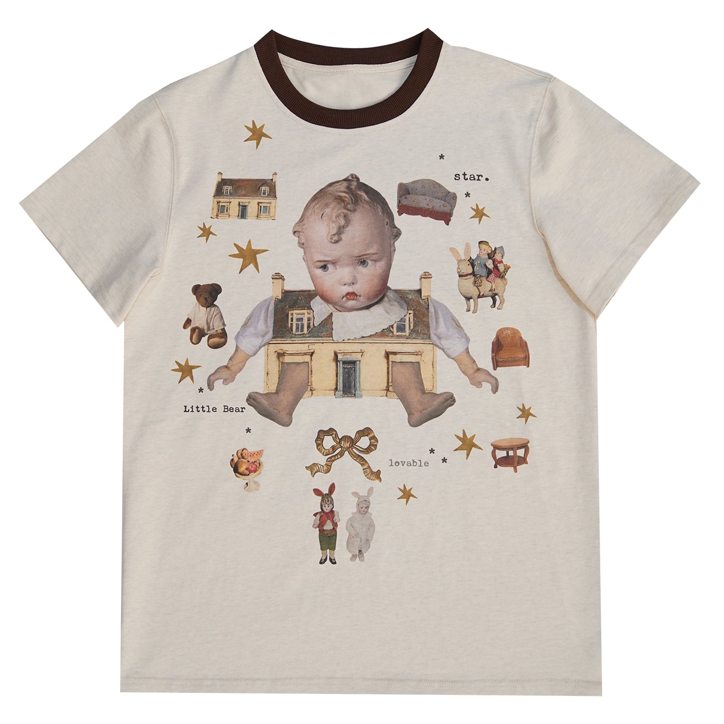 Vintagecore Oversized Tee – Doll Print – daytoday everyday institute by Land Decora