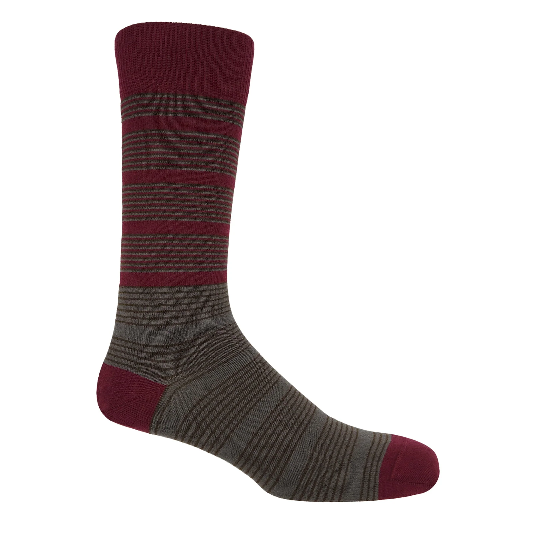 Twin Stripe Men's Socks - Burgundy by Peper Harow