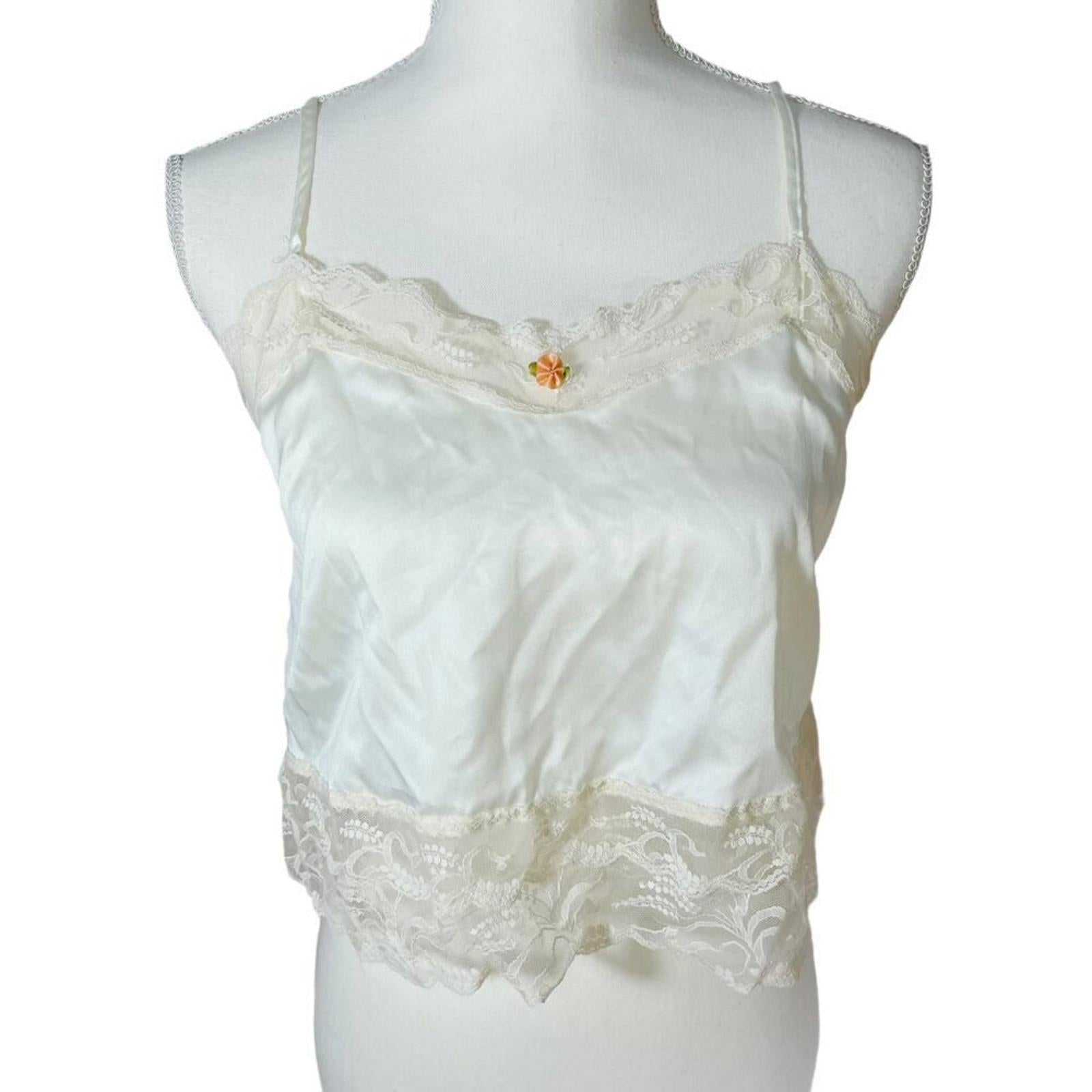 Vintage Millicent Lace Satin Camisole Rosette Coquette Dollette Women' by Hot Girl Secondhand