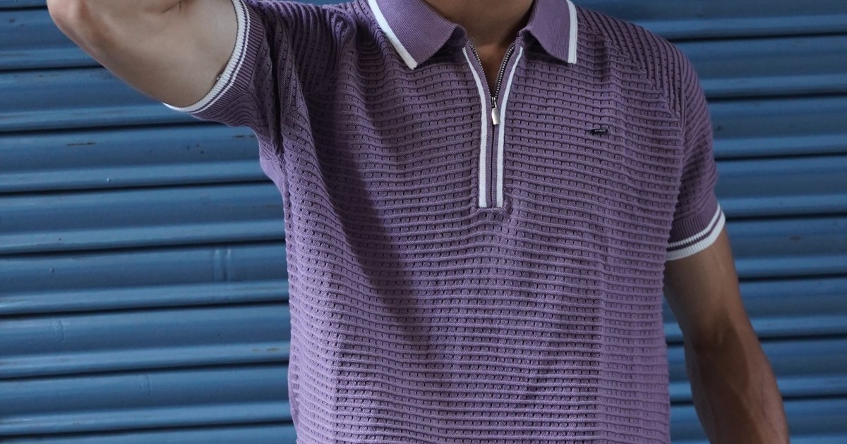 Lavender Textured Zip Polo by Attirity