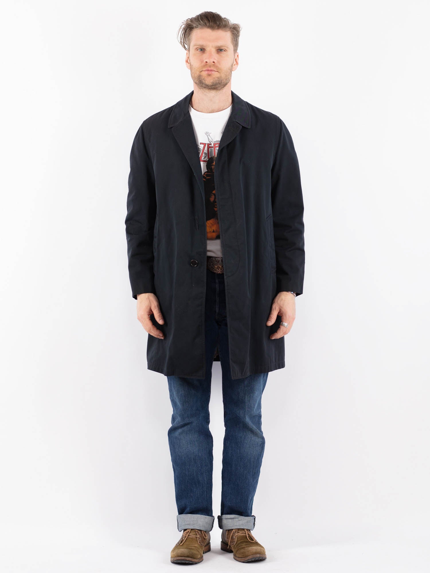 Vintage 70's Men Mac Coat in Blue by Northern Grip