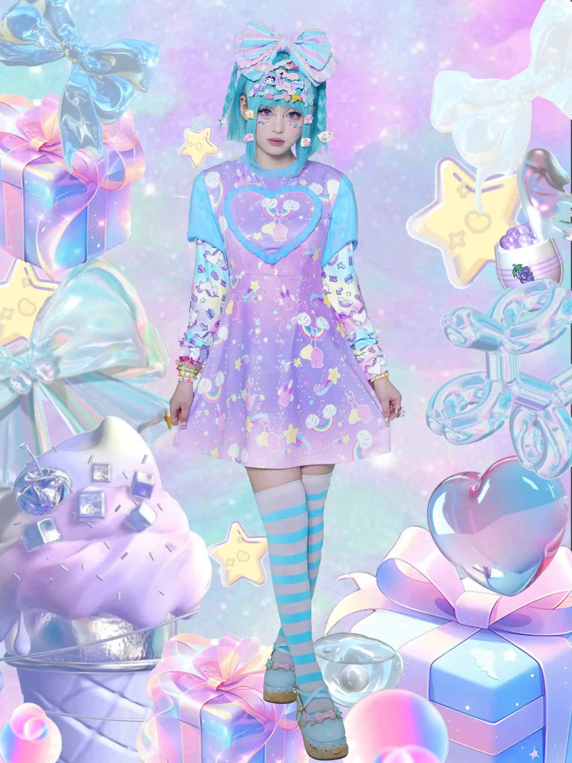 Dream Bubble Decora Fashion Dream Macarons Dress | Decora Kei by Land Decora