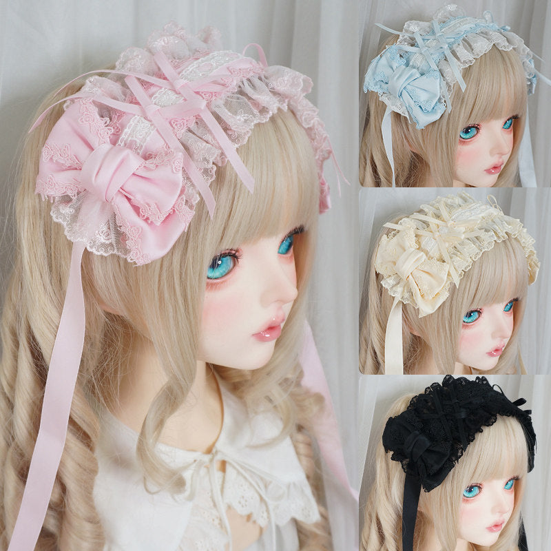 Kawaii Lace Bow Ruffle Headband - Maojiang by Land Decora